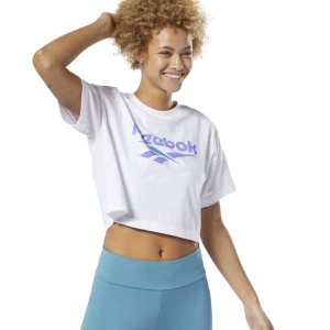 Reebok Classic Vector Cropped T Shirt Damen - Weiß - DE 563-PFH